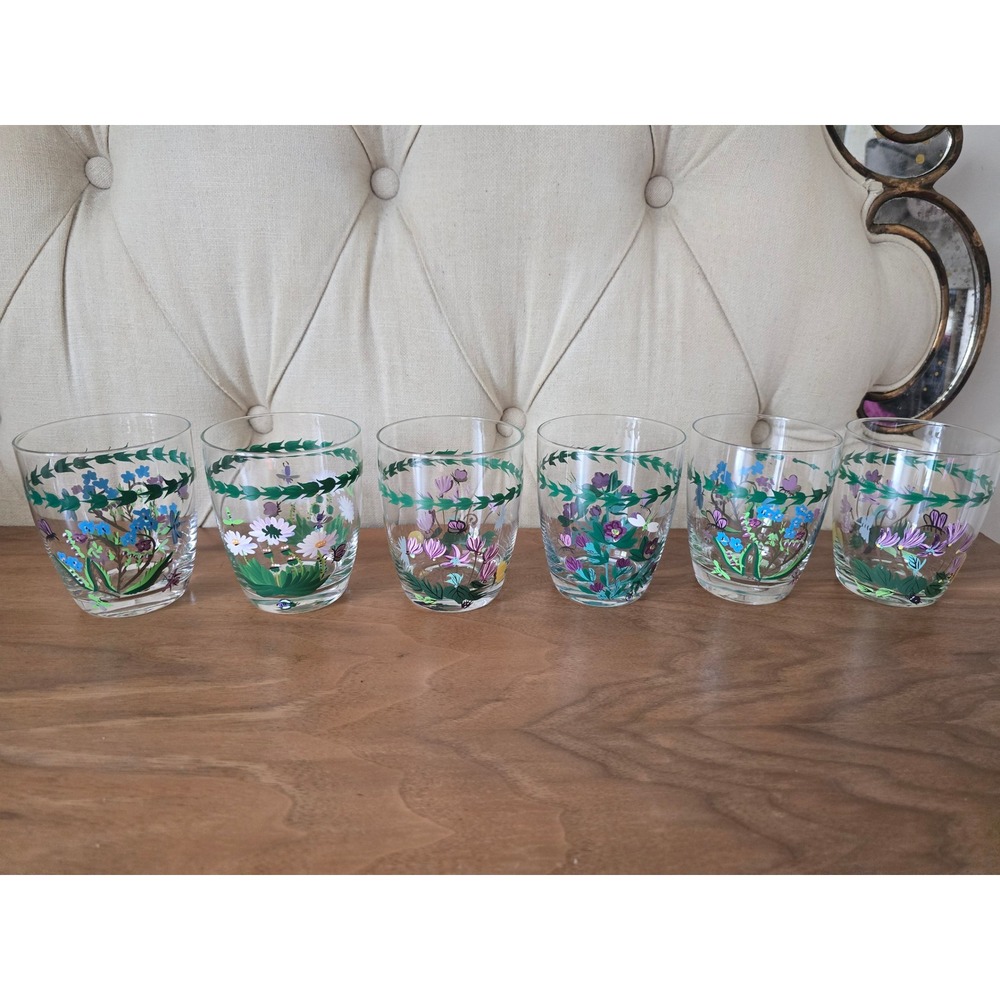 Portmeirion Botanic Garden hand painted glasses set of 6 14 oz